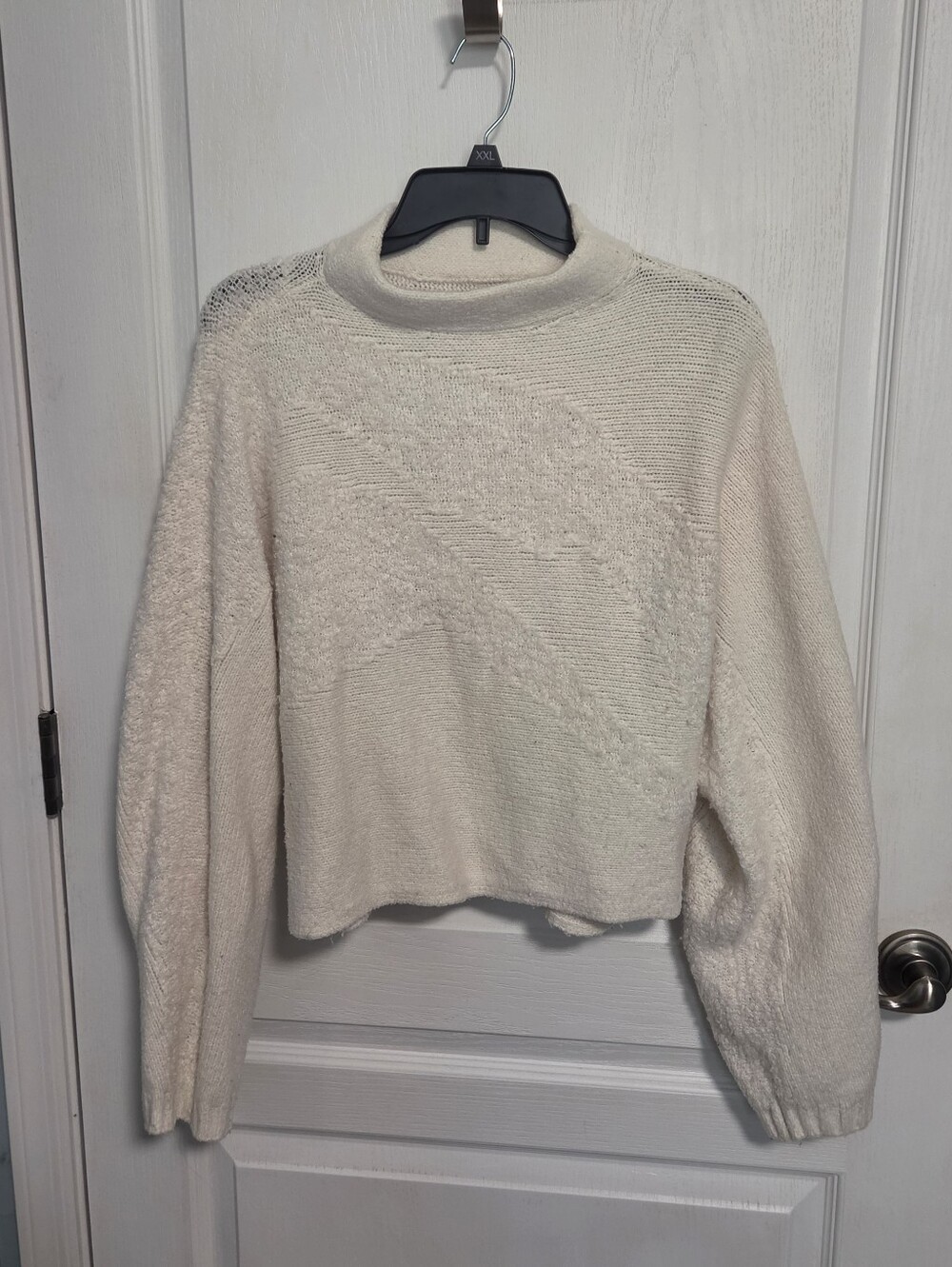 Abercrombie & Fitch Cropped Sweater Cream Subtle Neutral Swirl Luxury Womens XXS